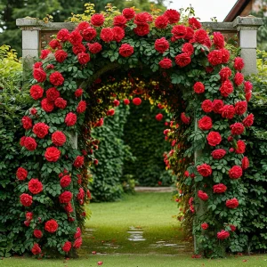 Роза плетистая Алый Триумф купить по цене от 319р. в интернет-магазине «Посадика» с доставкой почтой в в Пыталовое и по всей России – [изображение №1].